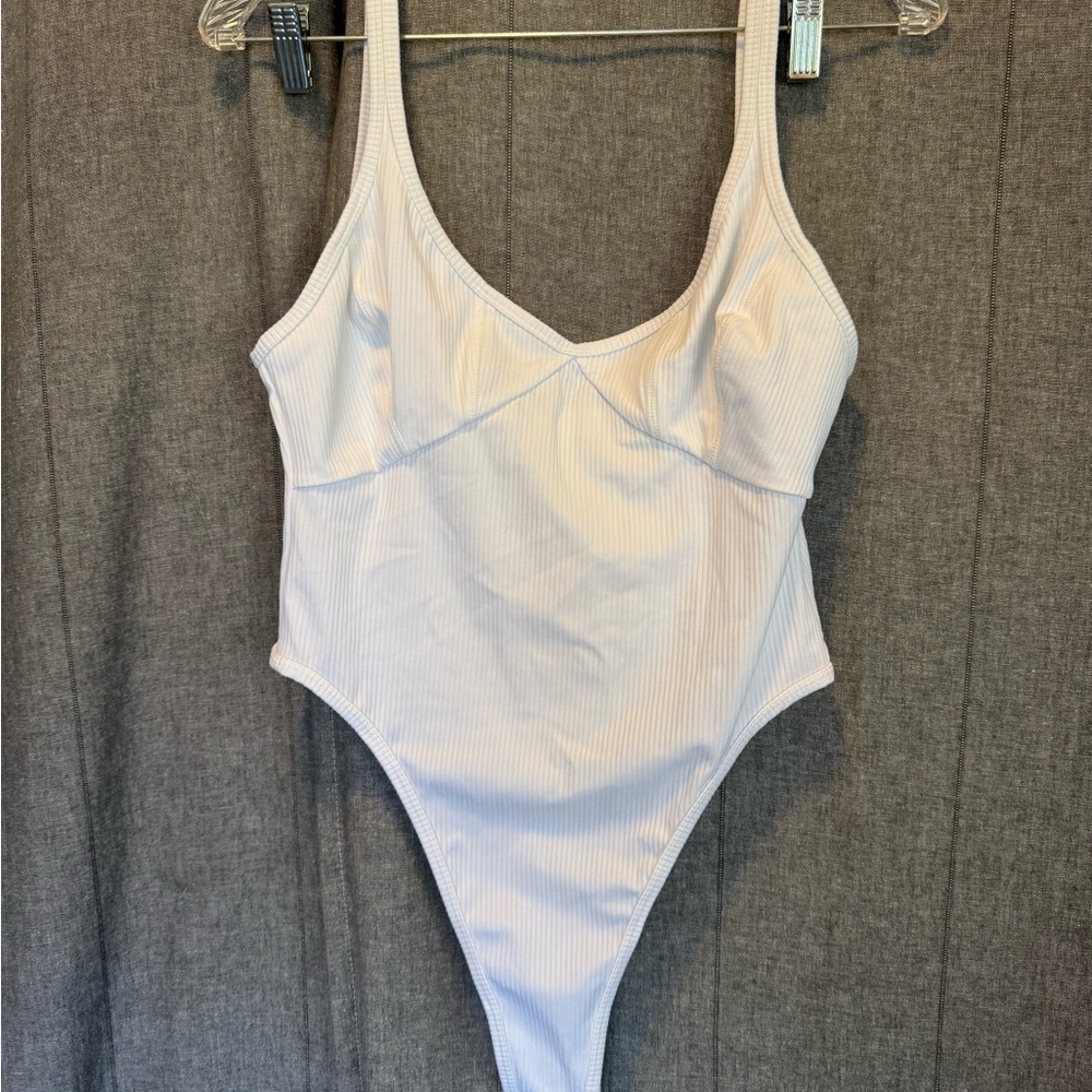 White For Love And Lemons Thong Bodysuit Ribbed Goth Glamour Moto Western Layer